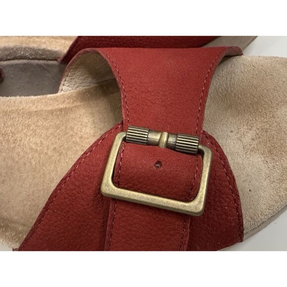Dansko Selma Leather Red Wedge Platform Shoes 2 Buckled Straps Sandals Size 40 - Picture 3 of 14